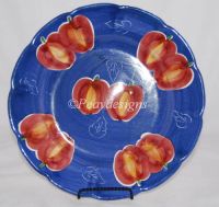 Pottery Barn APPLES PEACHES Sausalito Blue Dinner Plate